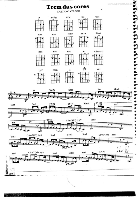 Partitura da música Trem das Cores