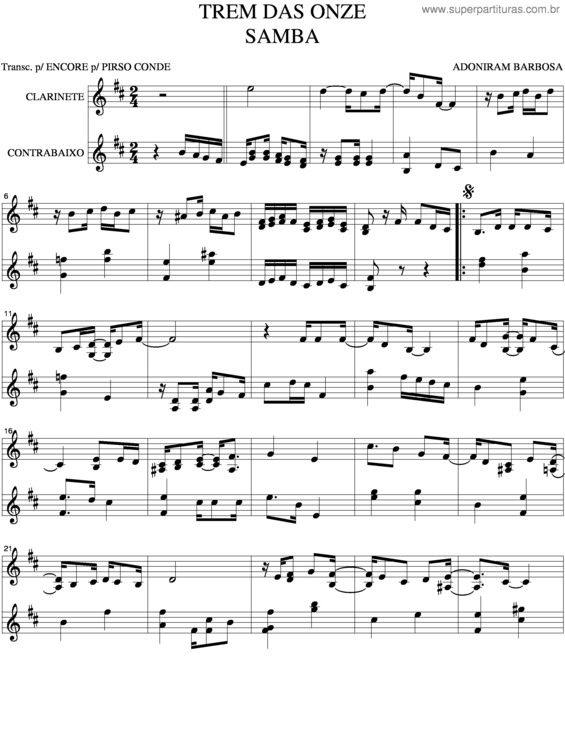 Partitura da música Trem Das Onze v.3