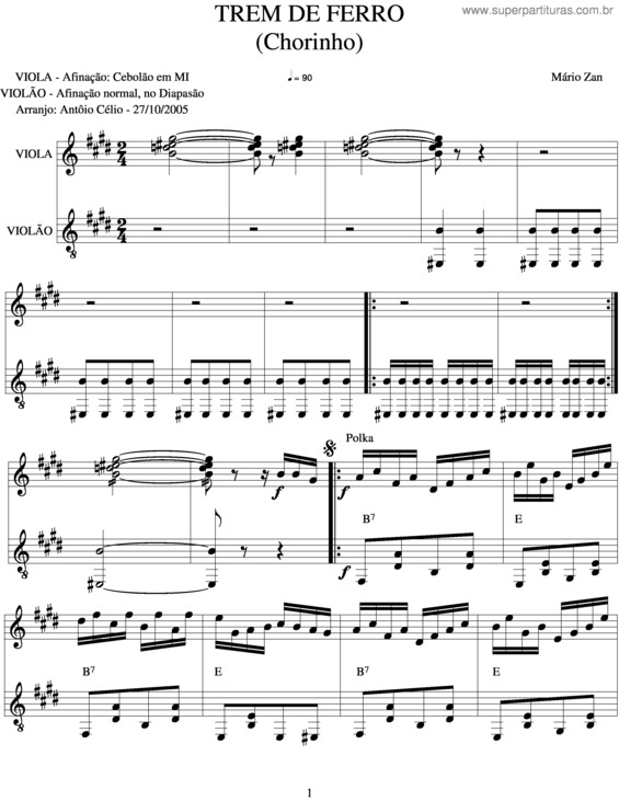 Partitura da música Trem De Ferro