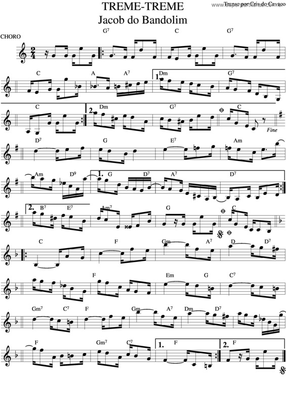 Partitura da música Treme-Treme v.3