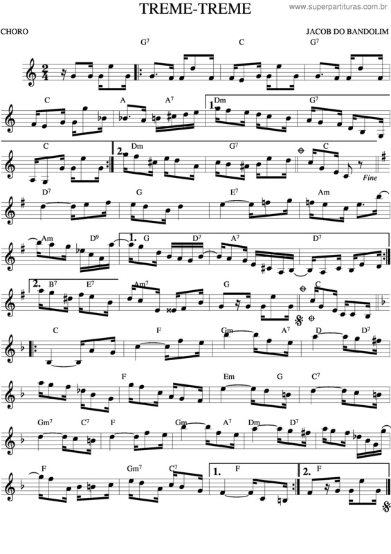 Partitura da música Treme Treme