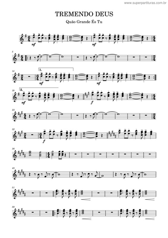 Partitura da música Tremendo Deus