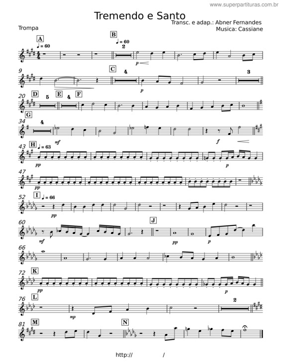 Partitura da música Tremendo E Santo – Cassiane v.3