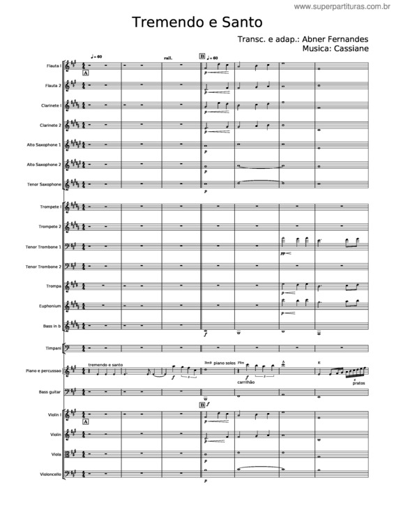 Partitura da música Tremendo E Santo – Cassiane