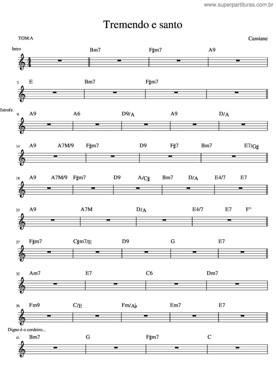 Partitura da música Tremendo E Santo