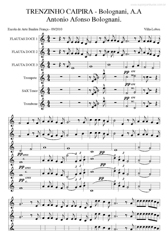 Partitura da música Trenzinho Caipira - Bolognani, A.A