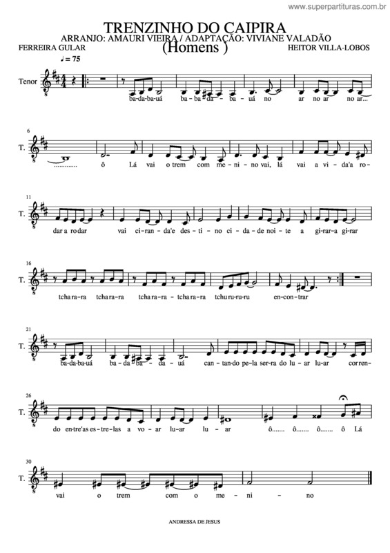 Partitura da música Trenzinho Do Caipira 2 Vozes R Homens