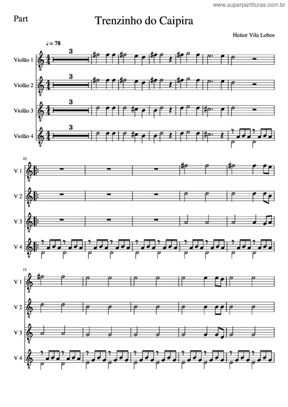 Partitura da música Trenzinho Do Caipira Arranjo Completo 222 Part 4 Violoes