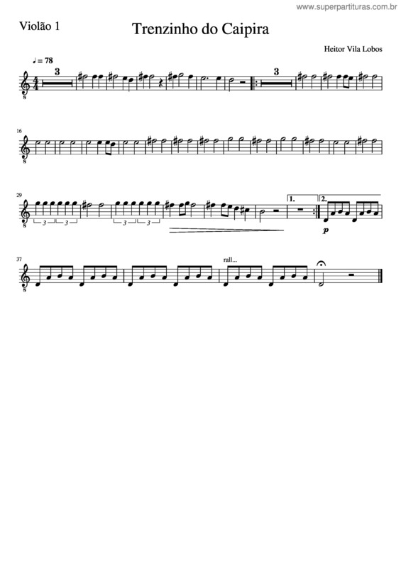 Partitura da música Trenzinho Do Caipira Arranjo Completo 222 Viol O 1