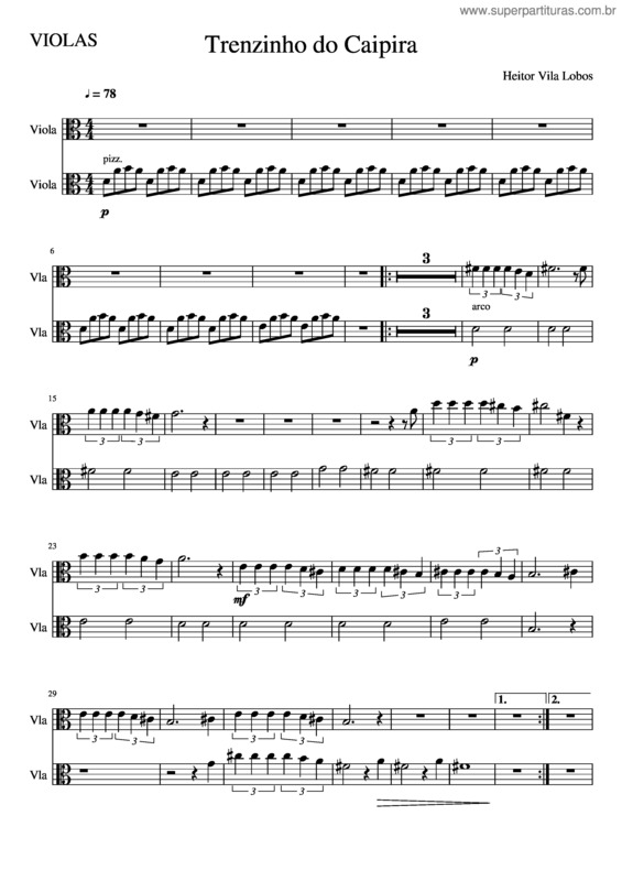 Partitura da música Trenzinho Do Caipira Arranjo Completo Violas