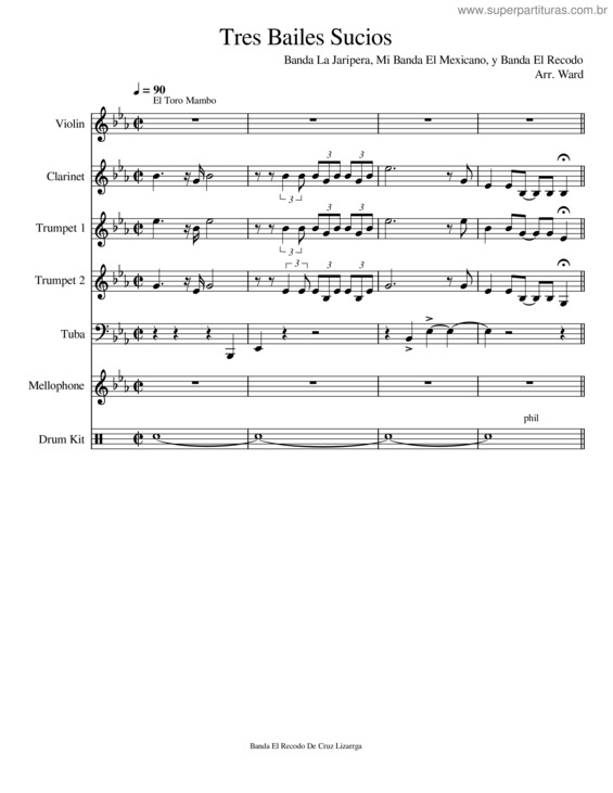 Partitura da música Tres Bailes Sucios – Avehring123