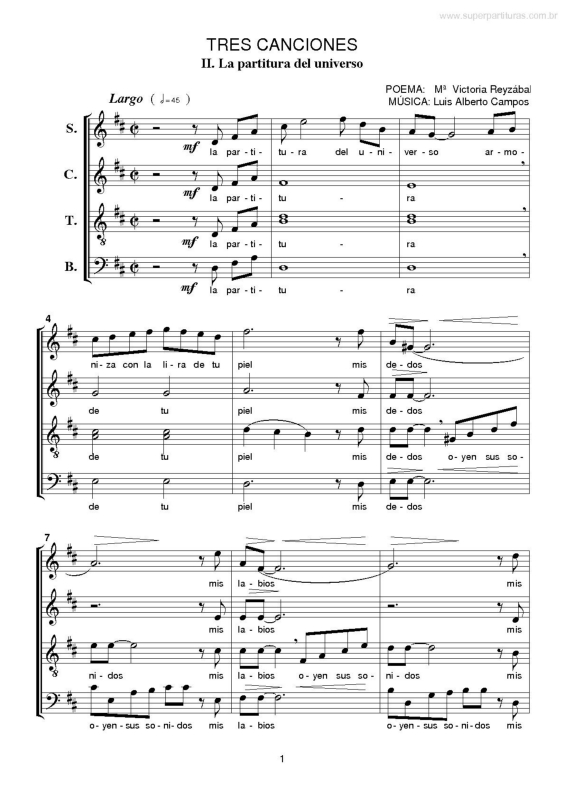 Partitura da música Tres Canciones - La Partitura