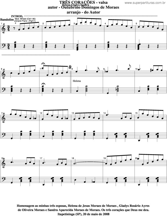 Partitura da música Três Corações v.4