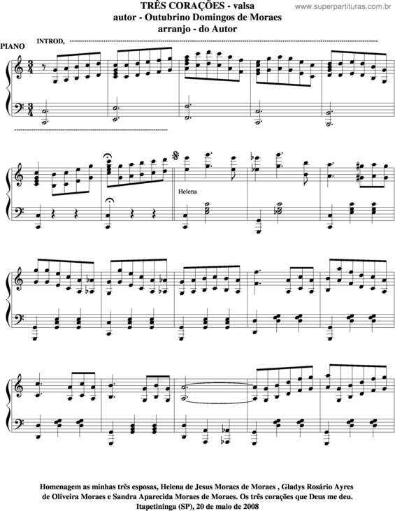 Partitura da música Três Corações v.5