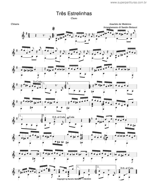 Partitura da música Tres Estrelinas