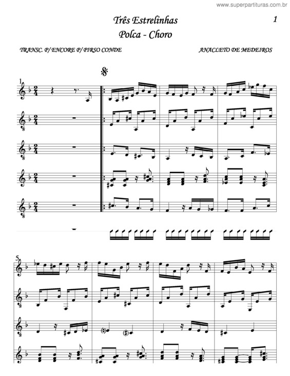 Partitura da música Três Estrelinhas v.3