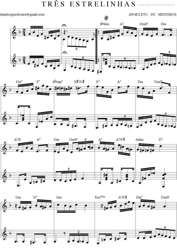 Partitura da música Três Estrelinhas