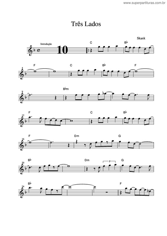 Partitura da música Três Lados v.2