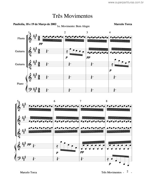 Partitura da música Três Movimentos