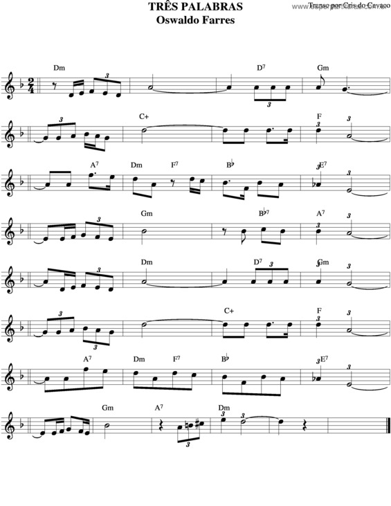 Partitura da música Tres Palabras v.3