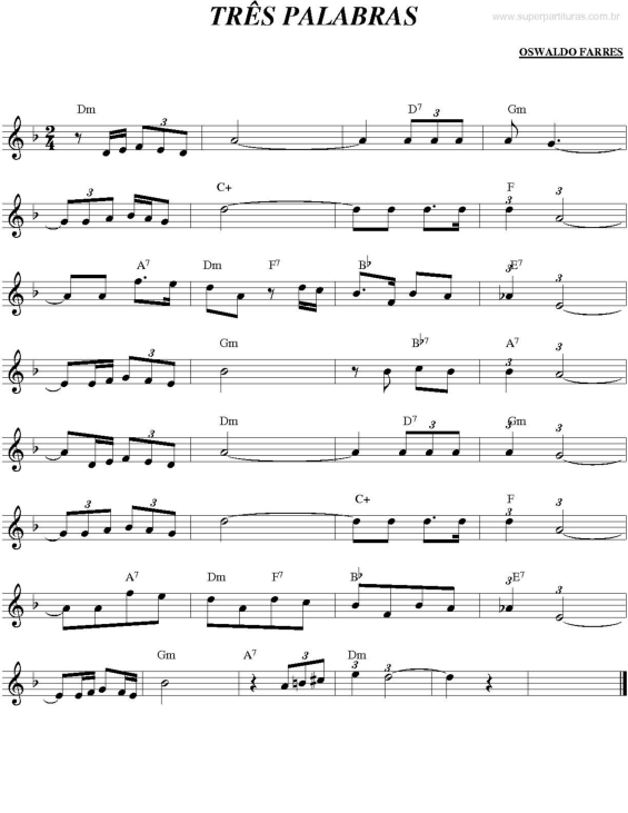 Partitura da música Três Palabras