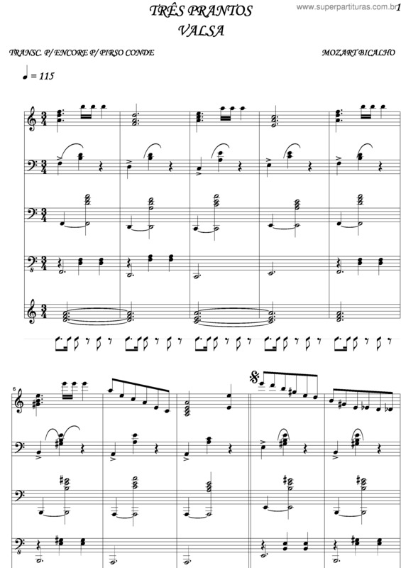 Partitura da música Três Prantos v.2