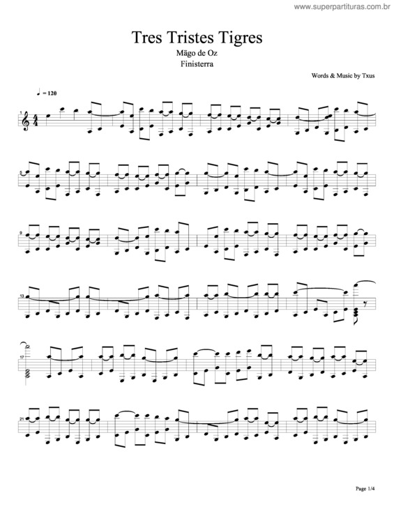 Partitura da música Tres Tristes Tigres v.2