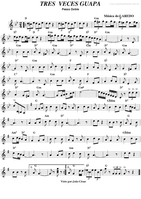 Partitura da música Tres Veces Guapa