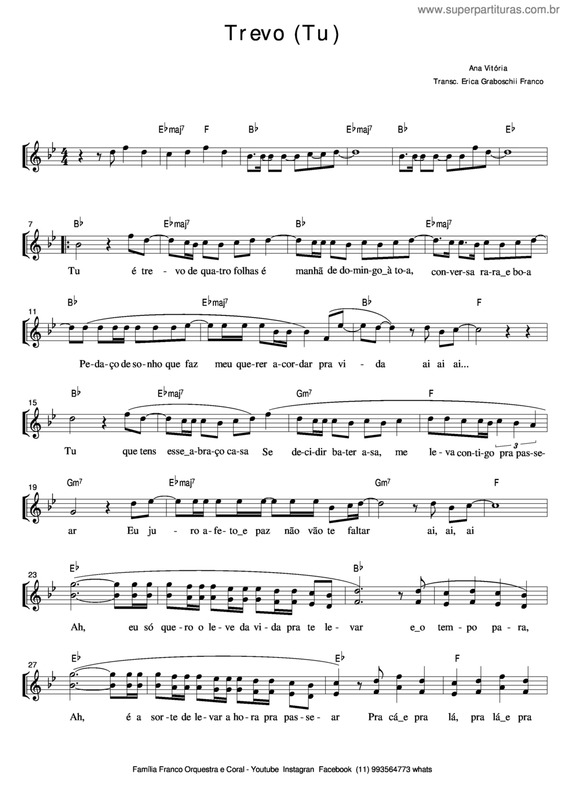 Partitura da música Trevo (Tu) - Com Letra