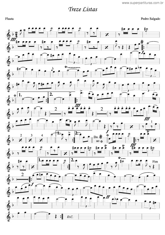 Partitura da música Treze Listas