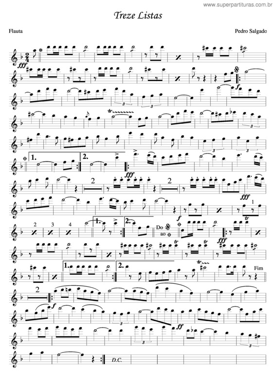 Partitura da música Treze Listas