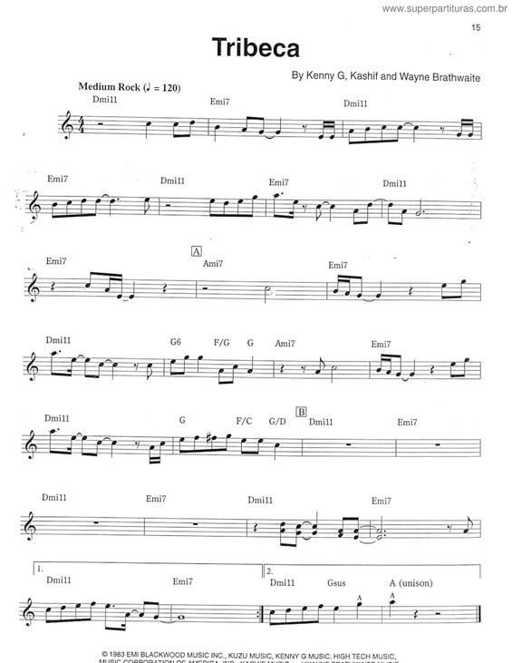 Partitura da música Tribeca