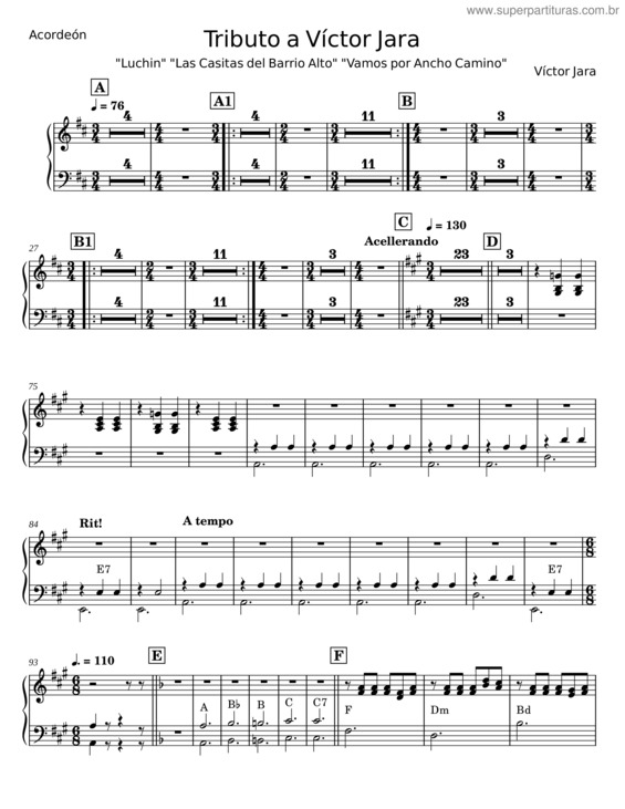 Partitura da música Tributo A Víctor Jara – Víctor Jara