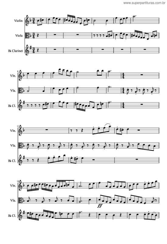 Partitura da música Trio. Violin, Viola And Clarinet