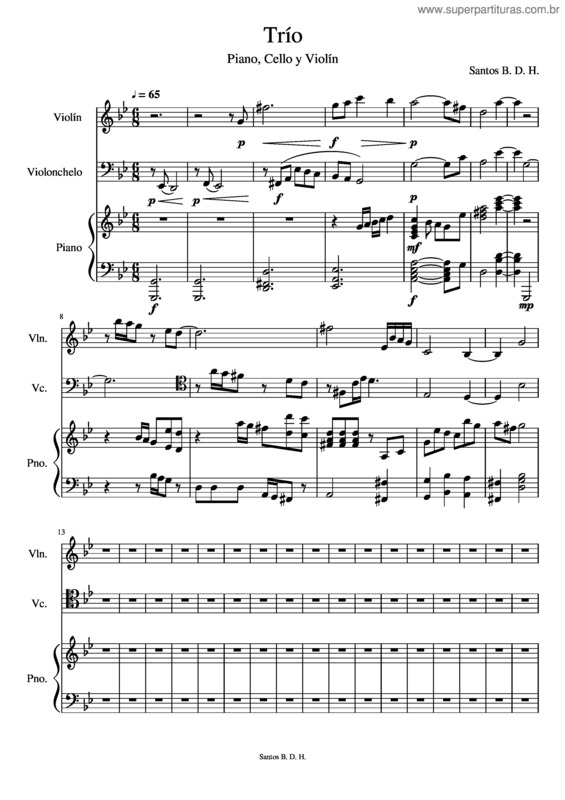 Partitura da música Trío De Piano En G Menor– Santos B.D.H