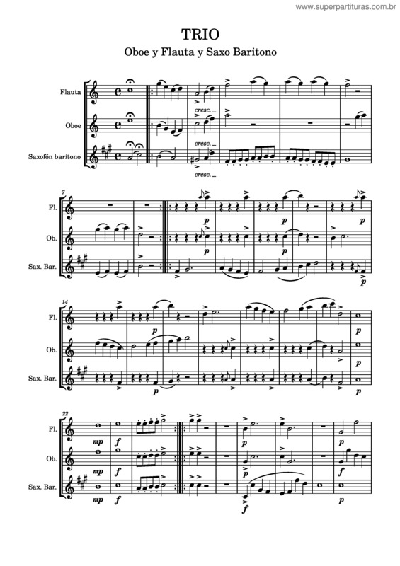 Partitura da música Trio,Diego Garcia Arreglo Unico