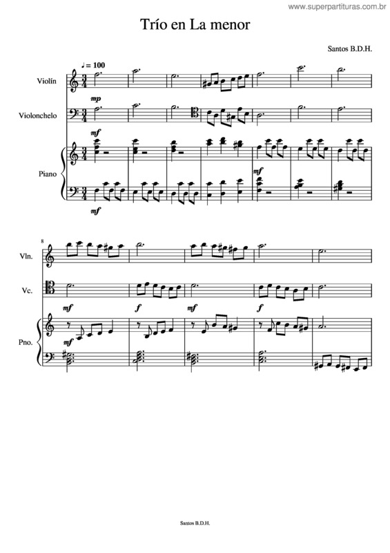 Partitura da música Trío En La Menor– Santos B.D.H.