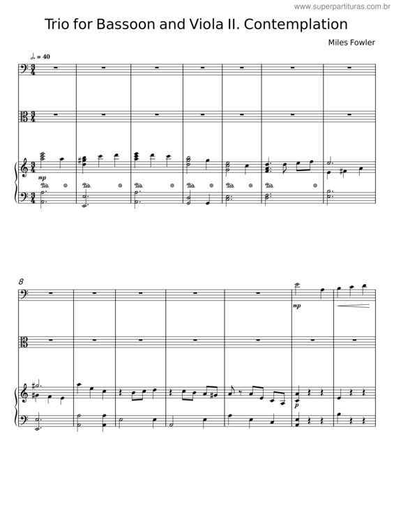 Partitura da música Trio For Bassoon And Viola Ii. Contemplation – Miles Fowler