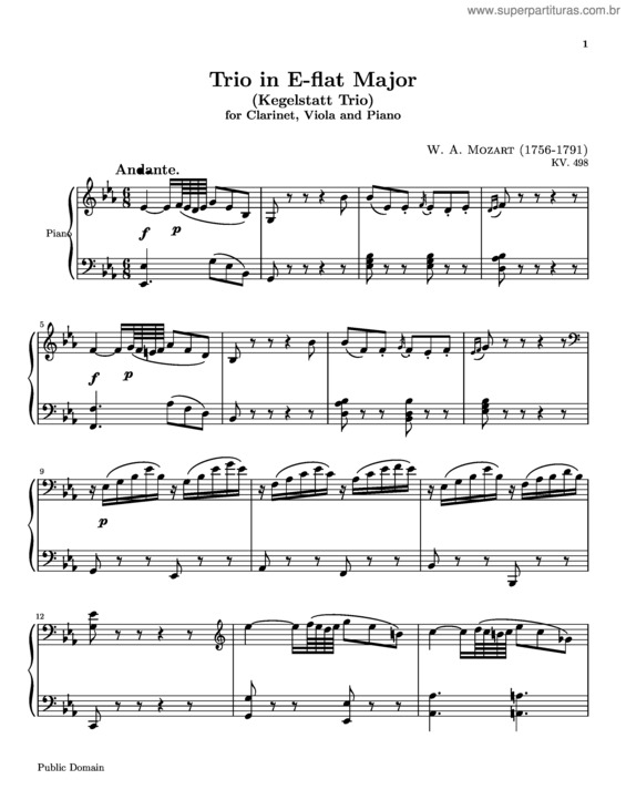 Partitura da música Trio for Clarinet, Viola and Piano v.2
