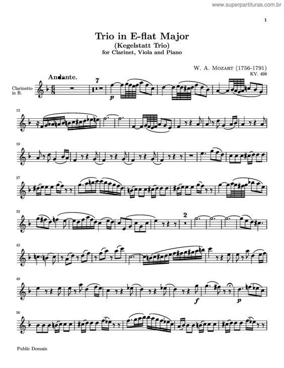 Partitura da música Trio for Clarinet, Viola and Piano v.3
