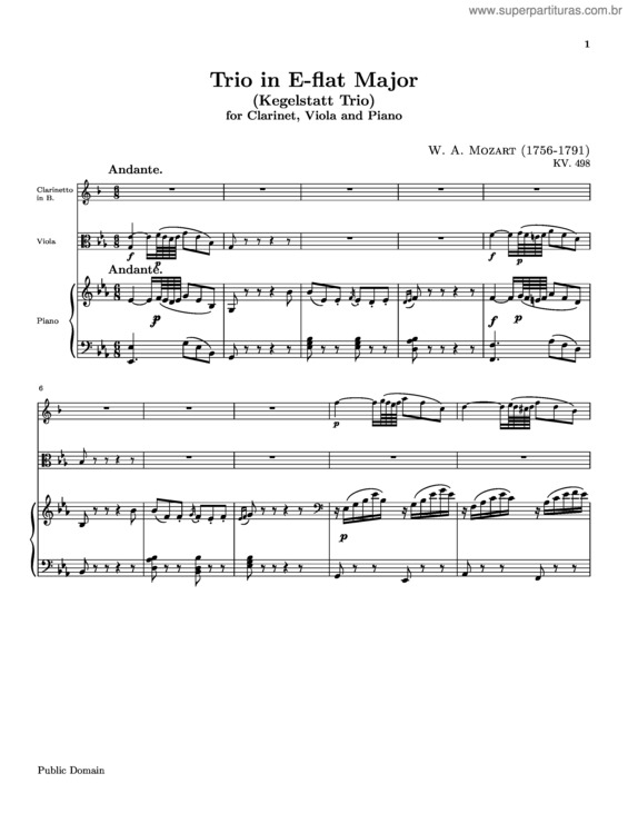 Partitura da música Trio for Clarinet, Viola and Piano