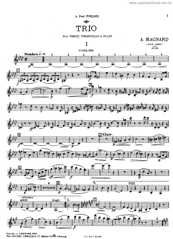 Partitura da música Trio for Piano and Strings