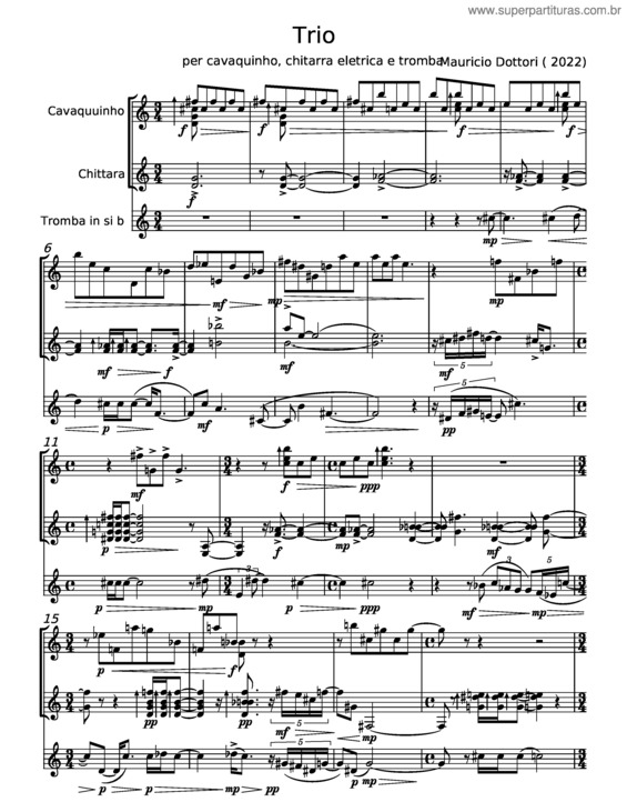 Partitura da música Trio Urutau