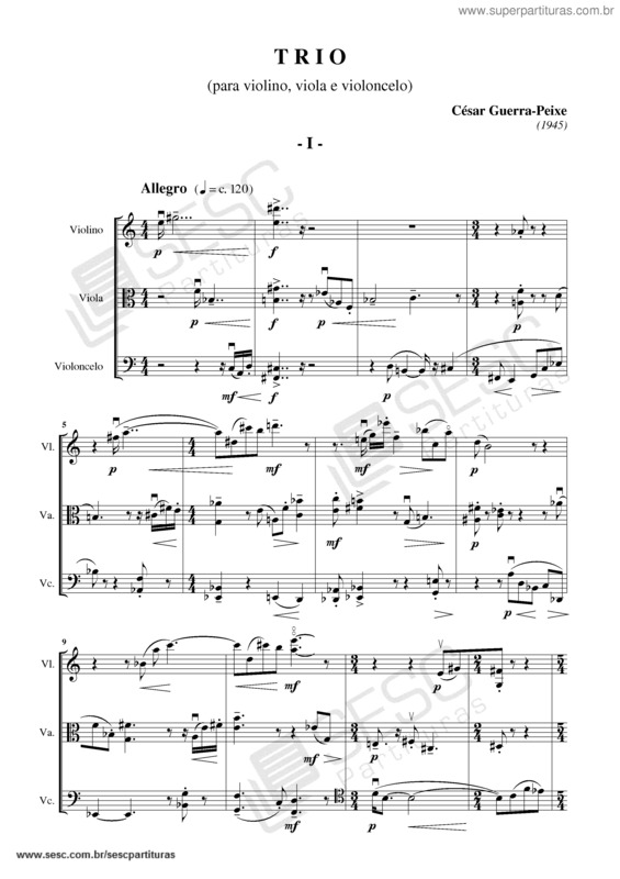 Partitura da música Trio