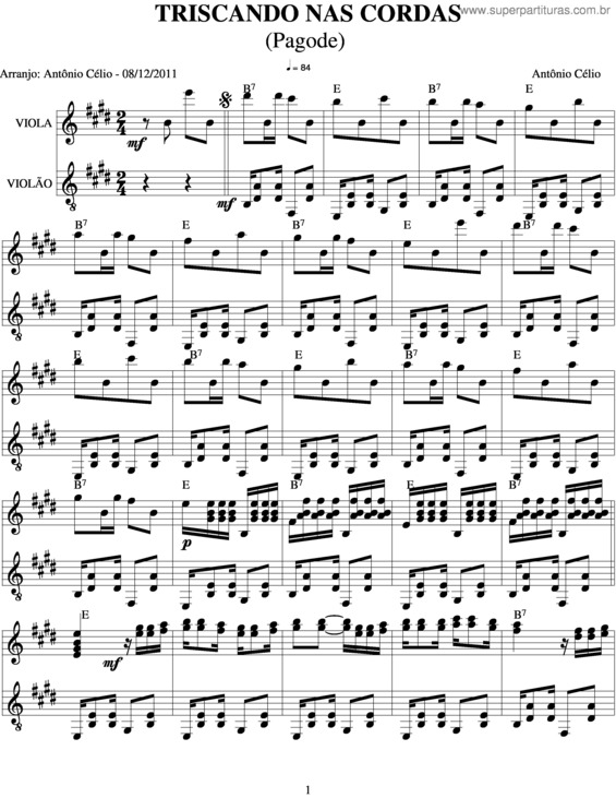 Partitura da música Triscando Nas Cordas