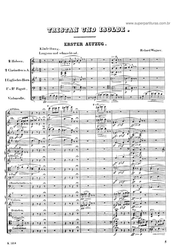 Partitura da música Tristan und Isolde (Prelude)
