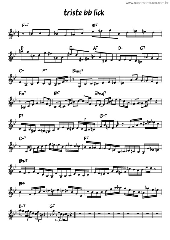 Partitura da música Triste Bb Lick