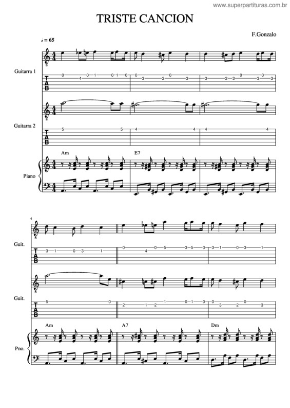 Partitura da música Triste Cancion