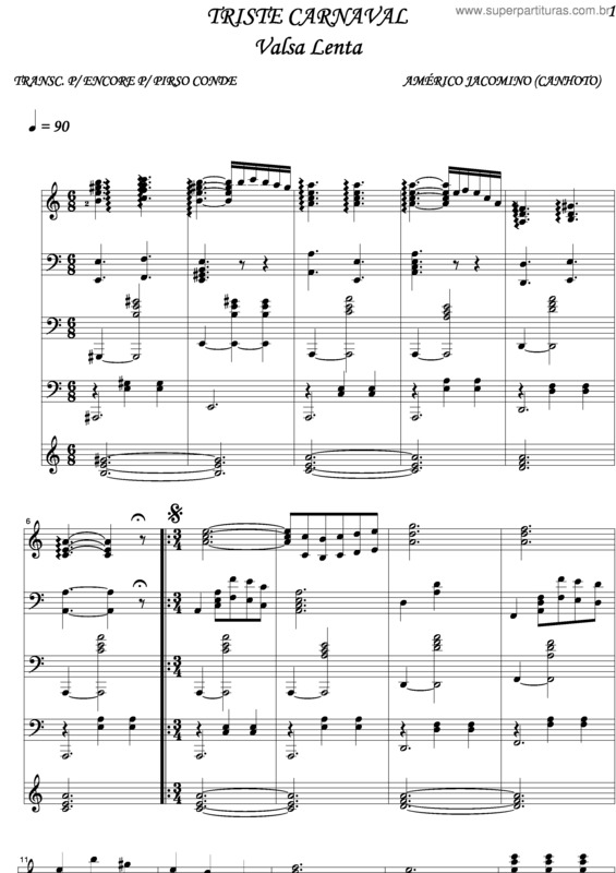 Partitura da música Triste Carnaval v.4