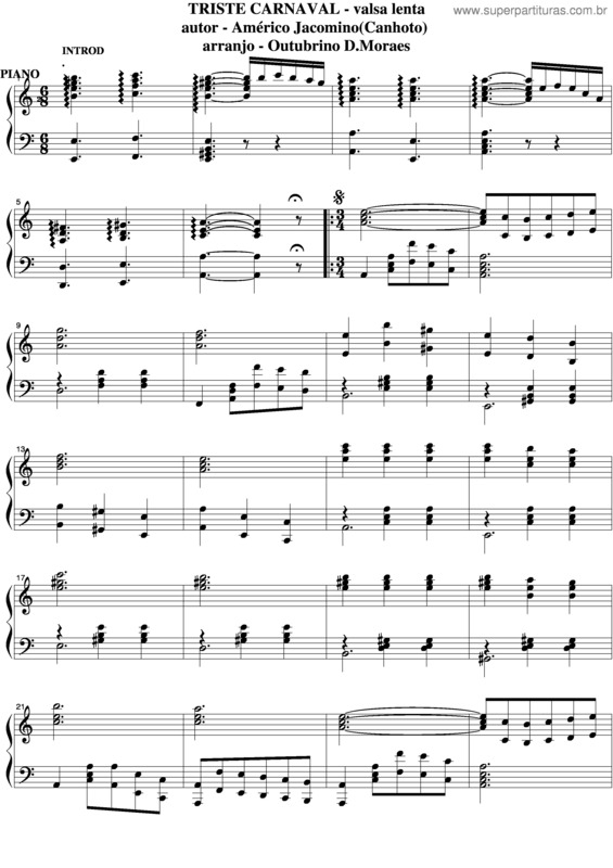 Partitura da música Triste Carnaval v.5